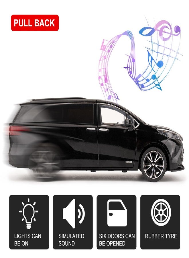 BDTCTK 1:24 Compatible for Sienna Car Model, Pull Back Diecast Toy Car with Sounds＆Lights for Kids Boys Girls and Adults, Gift Black. - Image 3